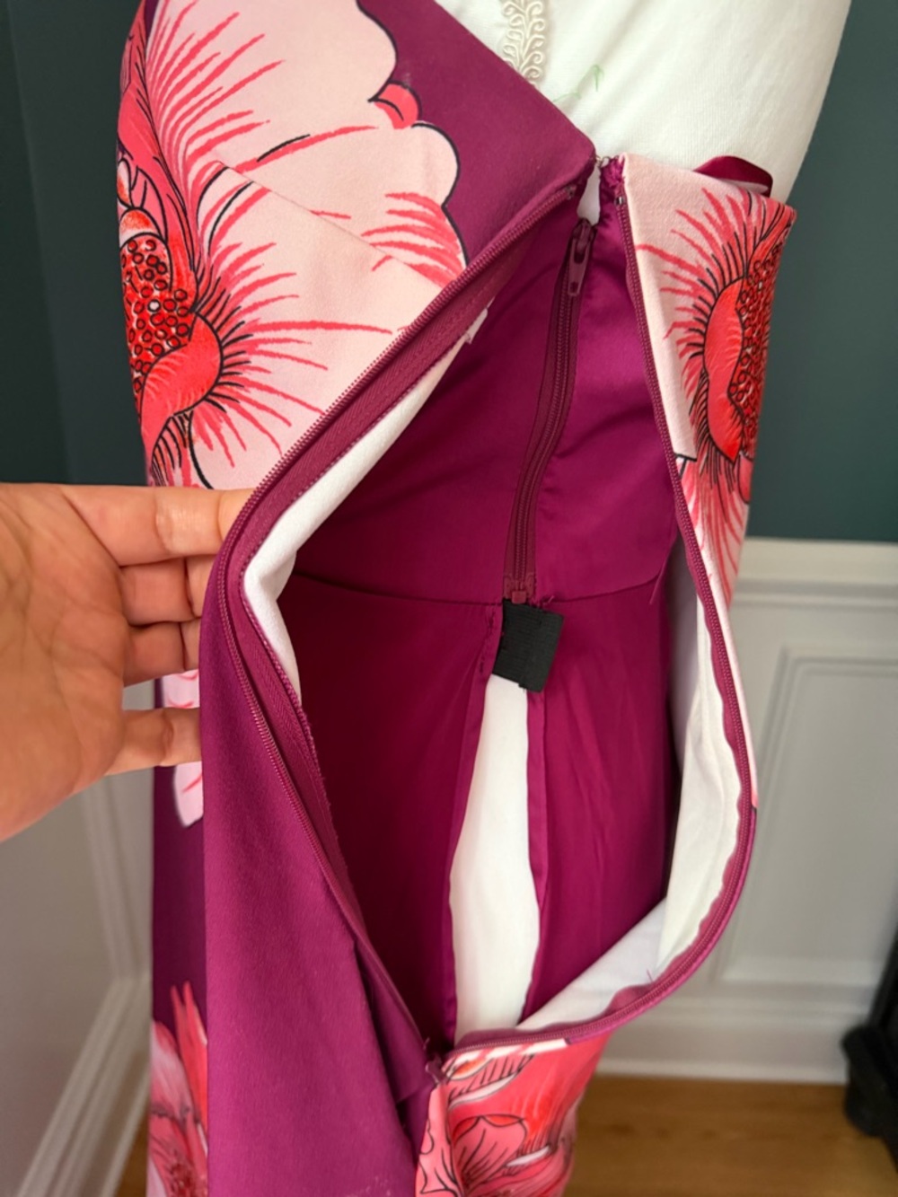 BHLDN Strapless Maxi Dress in Plum with Pink Floral Print - Picture 4 of 5